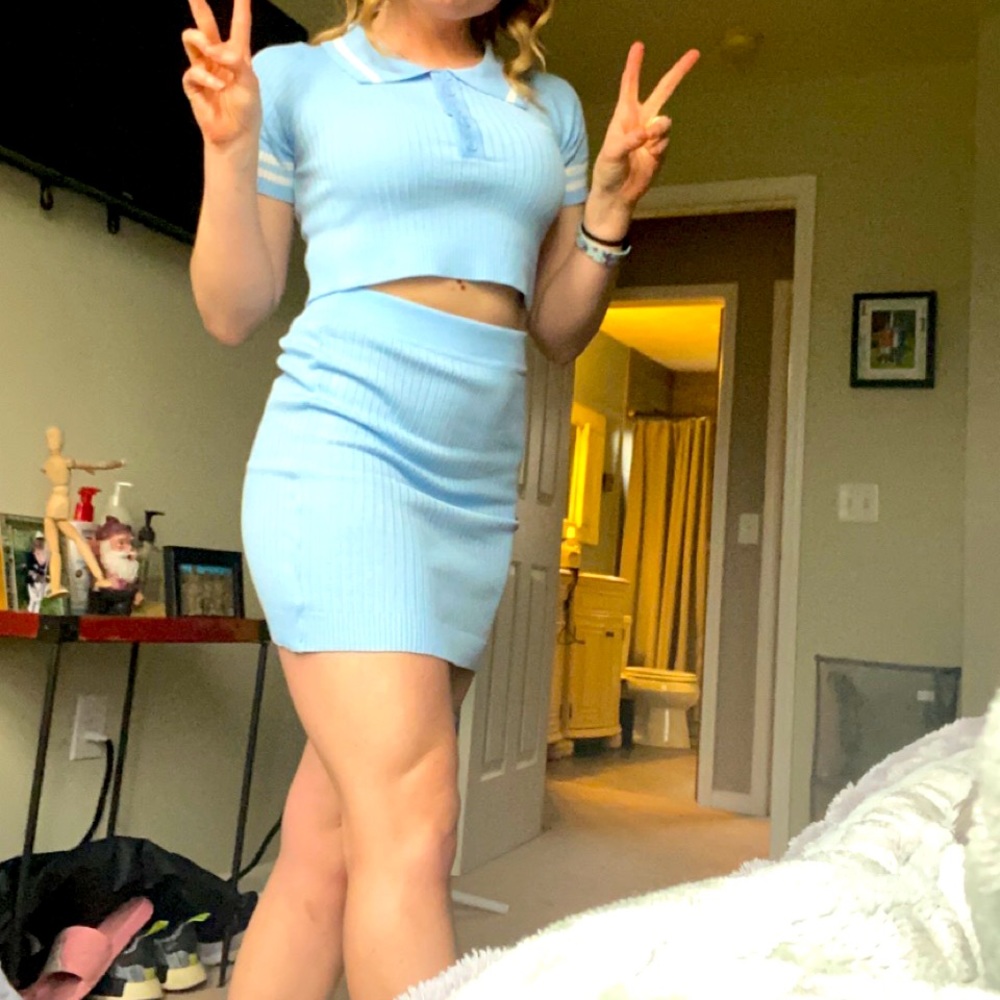 Baby Blue Two Piece: Size Small